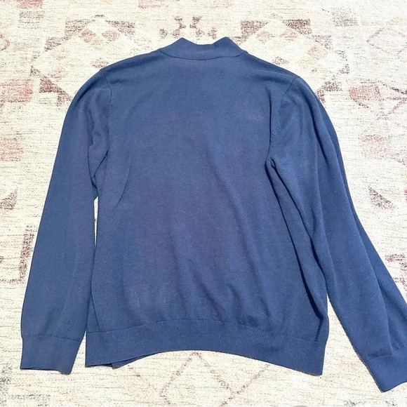J McLaughlin Men's Navy Blue 1/4 Zip Mock Neck Cotton Pullover TATE Sweater XL - Picture 13 of 14